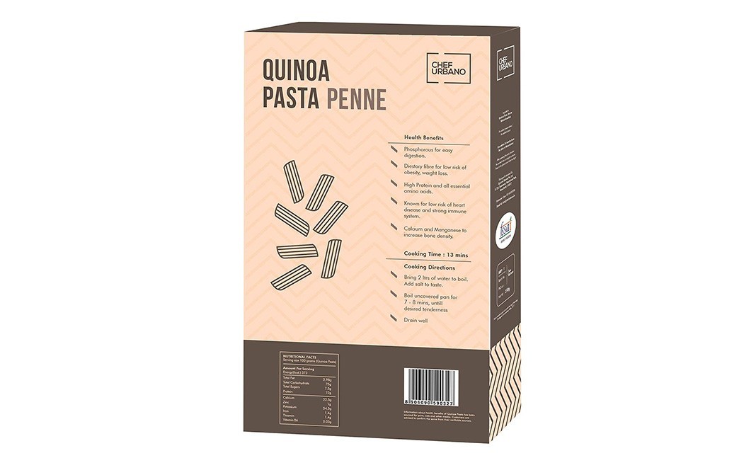 Chef Urbano Quinoa Pasta Penne    Box  250 grams